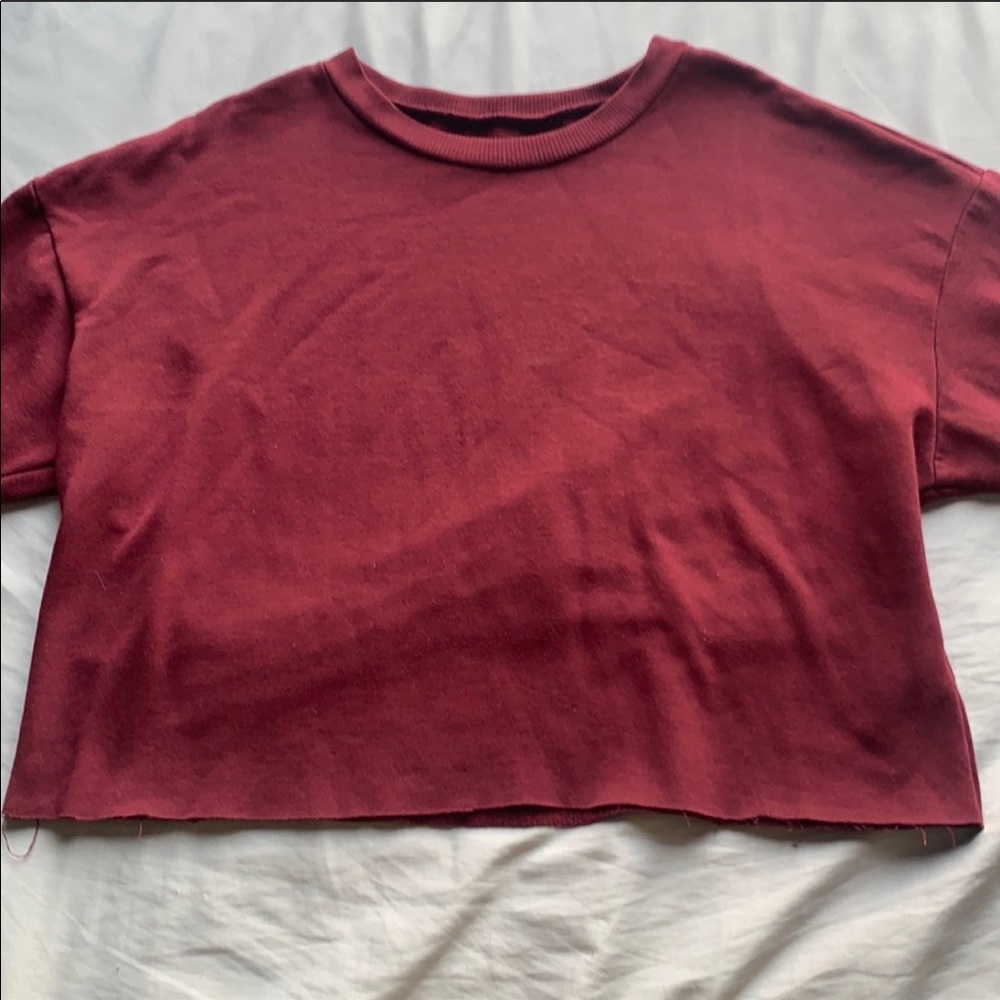Burgundy Long Sleeve Sweatshirt with Stripes - Picture 3 of 3